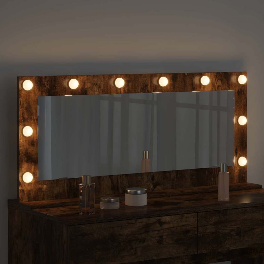 vidaXL Vanity Mirror Rectangular Smoked Oak 100 x 45 x 18 cm