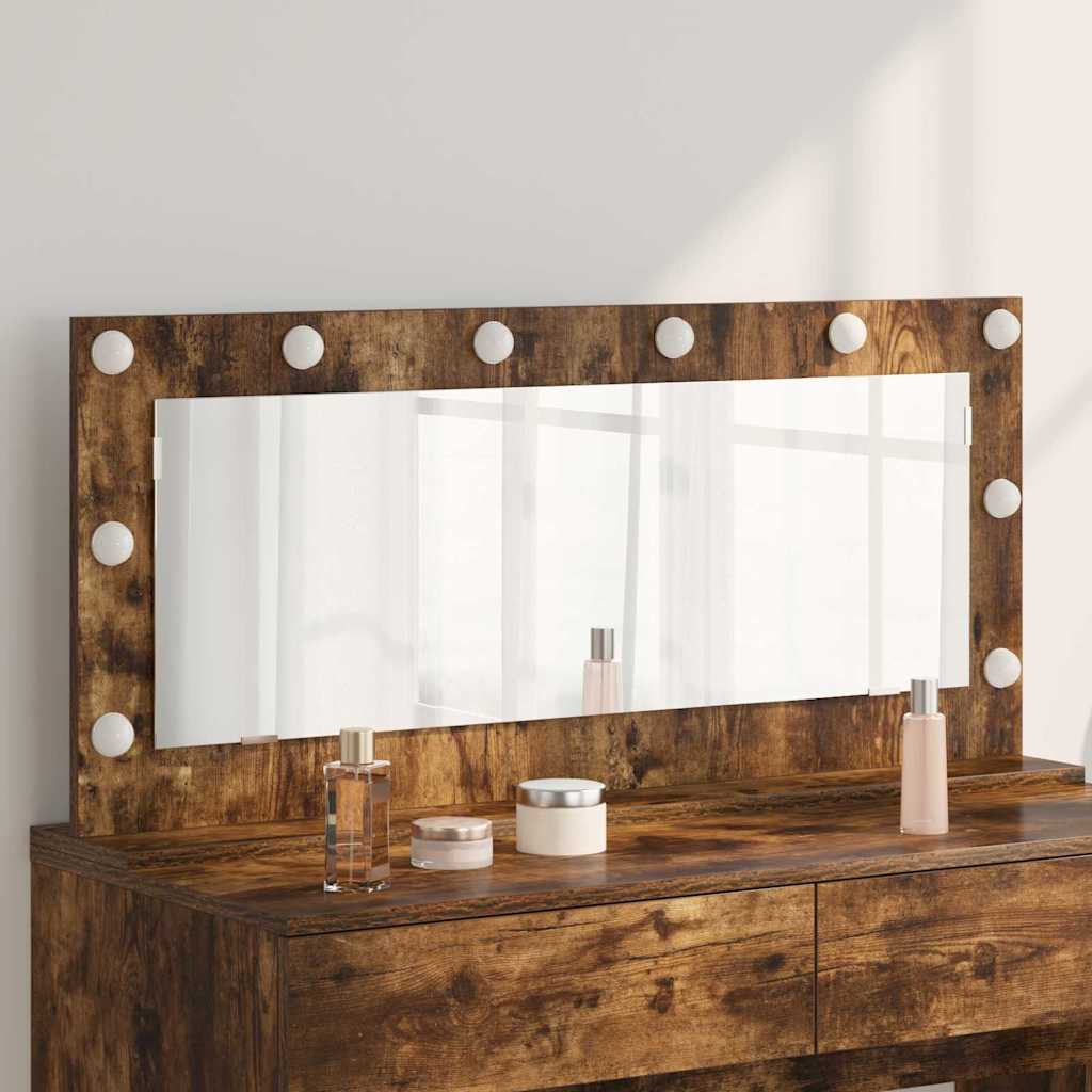 vidaXL Vanity Mirror Rectangular Smoked Oak 100 x 45 x 18 cm