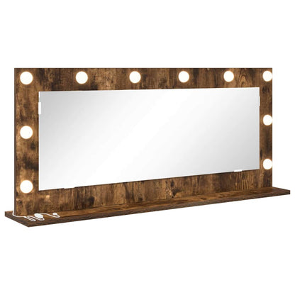 vidaXL Vanity Mirror Rectangular Smoked Oak 100 x 45 x 18 cm