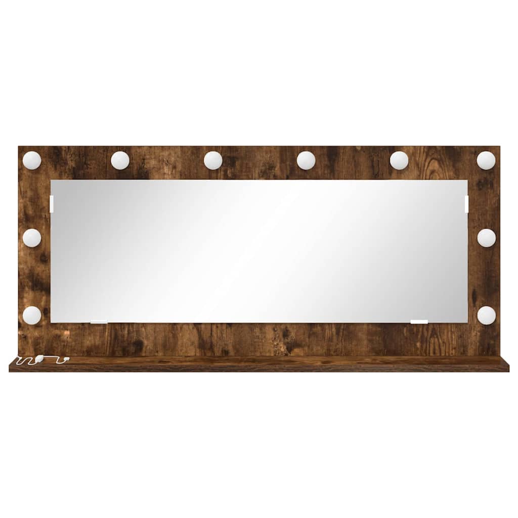vidaXL Vanity Mirror Rectangular Smoked Oak 100 x 45 x 18 cm