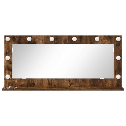 vidaXL Vanity Mirror Rectangular Smoked Oak 100 x 45 x 18 cm