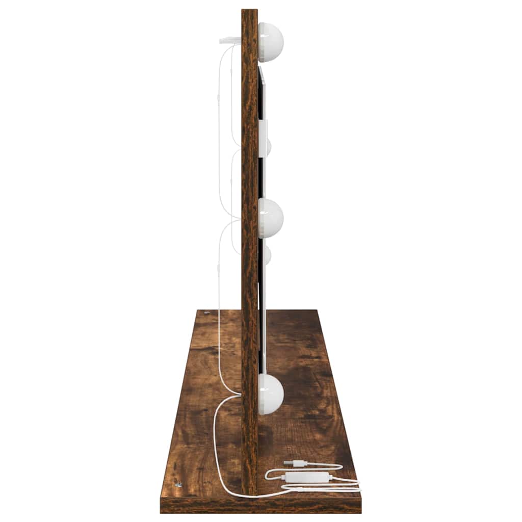 vidaXL Vanity Mirror Rectangular Smoked Oak 100 x 45 x 18 cm