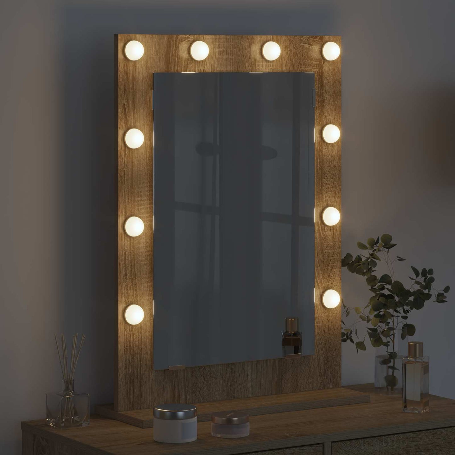 vidaXL Vanity Mirror Rectangular Sonoma Oak 70 x 50 x 18 cm