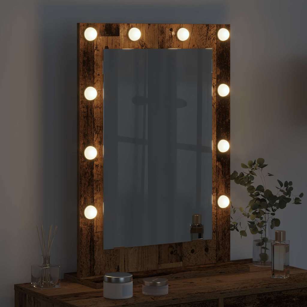 vidaXL Vanity Mirror Rectangular Smoked Oak 70 x 50 x 18 cm