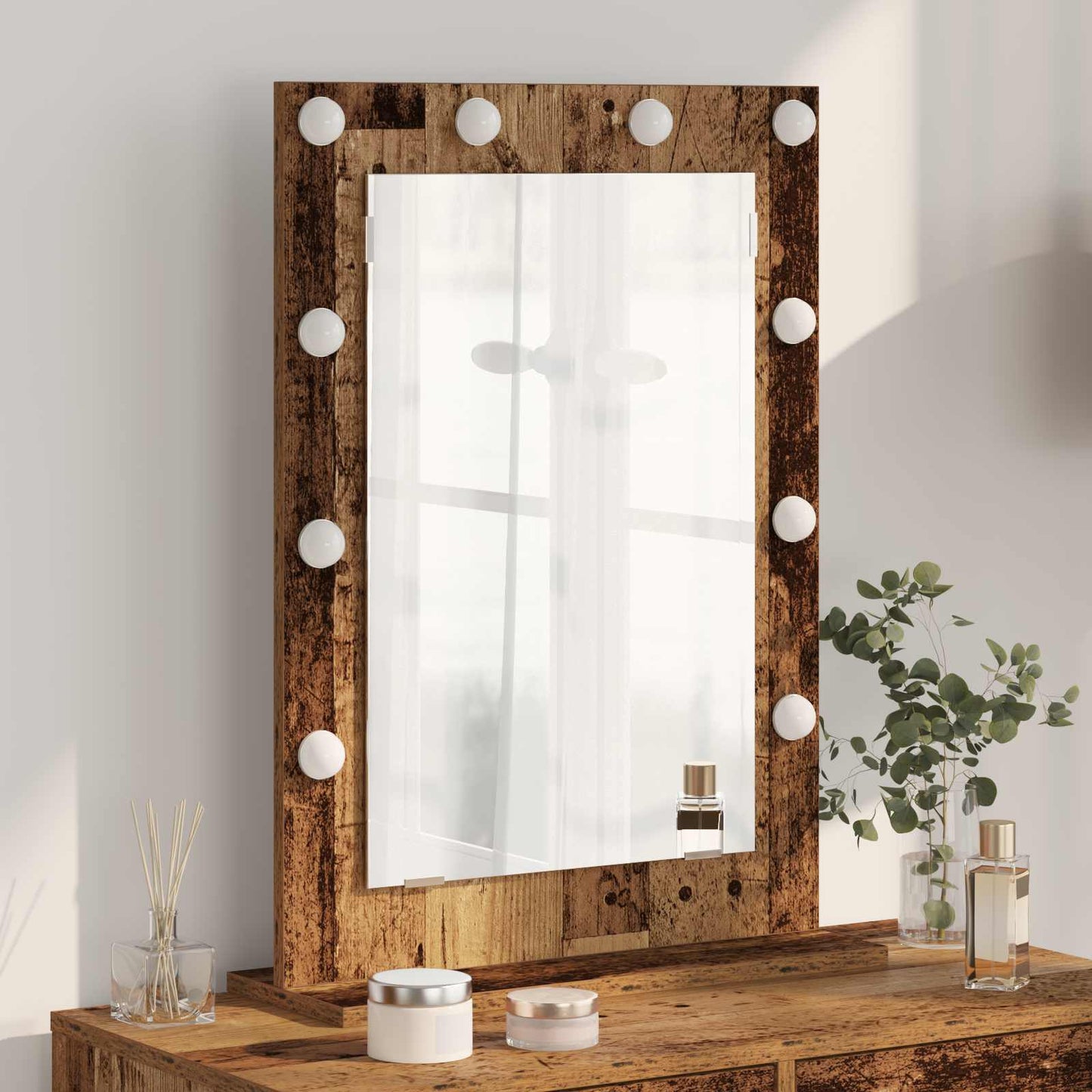vidaXL Vanity Mirror Rectangular with Mirror Old Wood 70 x 50 x 18 cm