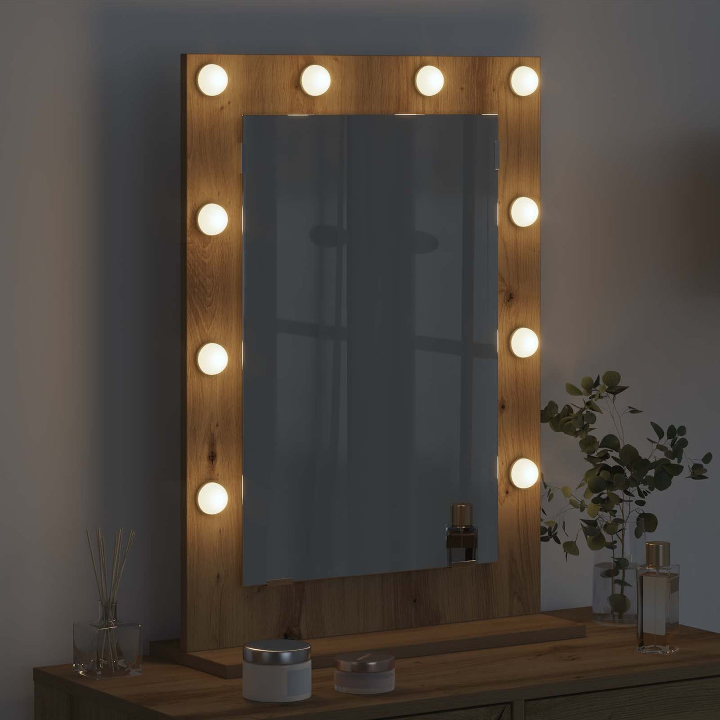 vidaXL Vanity Mirror Artisan Oak 70 x 50 x 18 cm Rectangular