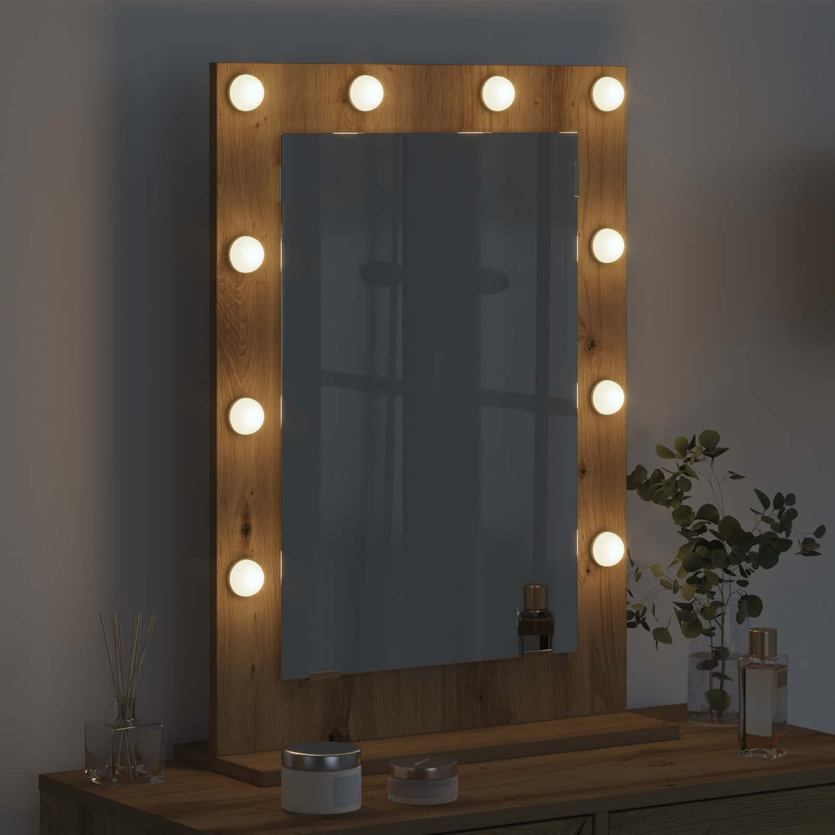 vidaXL Vanity Mirror Artisan Oak 70 x 50 x 18 cm Rectangular