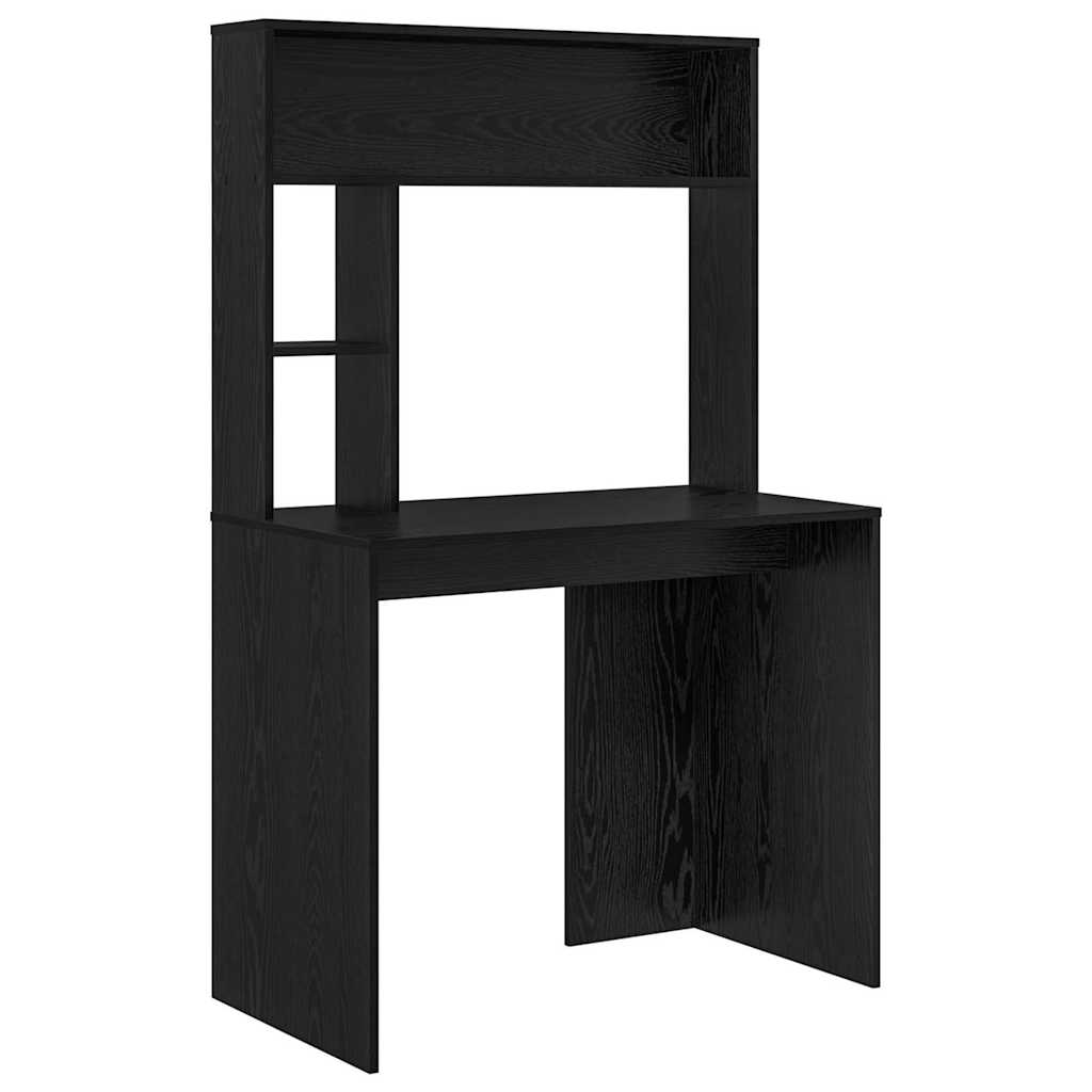 vidaXL Desk with Shelf Black Oak 91 x 50 x 149 cm Engineered Wood
