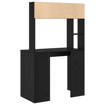 vidaXL Desk with Shelf Black Oak 91 x 50 x 149 cm Engineered Wood