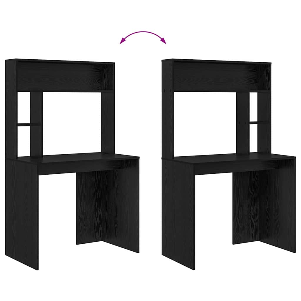 vidaXL Desk with Shelf Black Oak 91 x 50 x 149 cm Engineered Wood