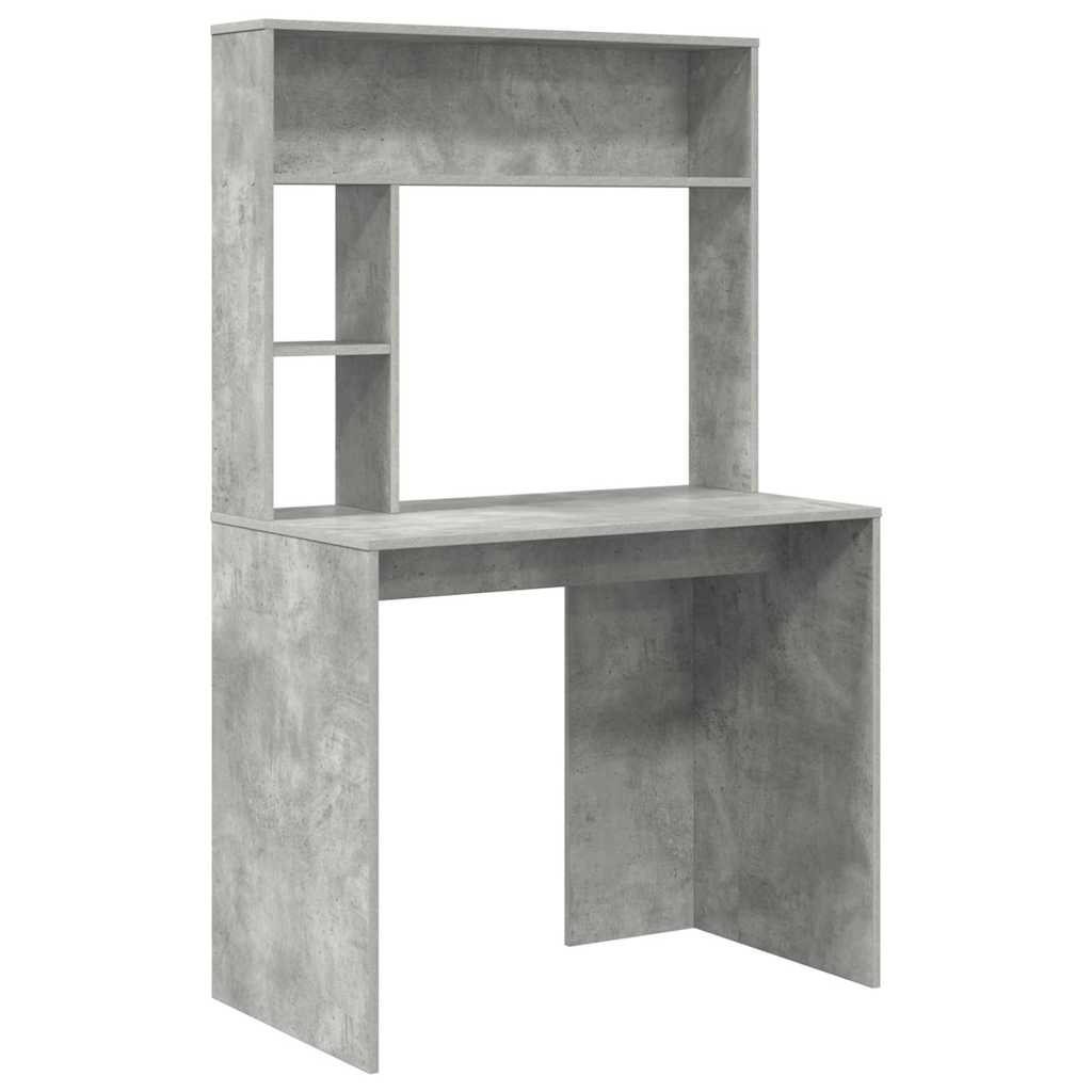 vidaXL Desk with Shelf Concrete Grey 91 x 50 x 149 cm Engineered Wood
