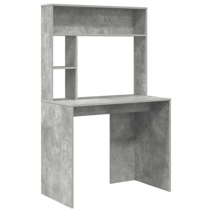 vidaXL Desk with Shelf Concrete Grey 91 x 50 x 149 cm Engineered Wood