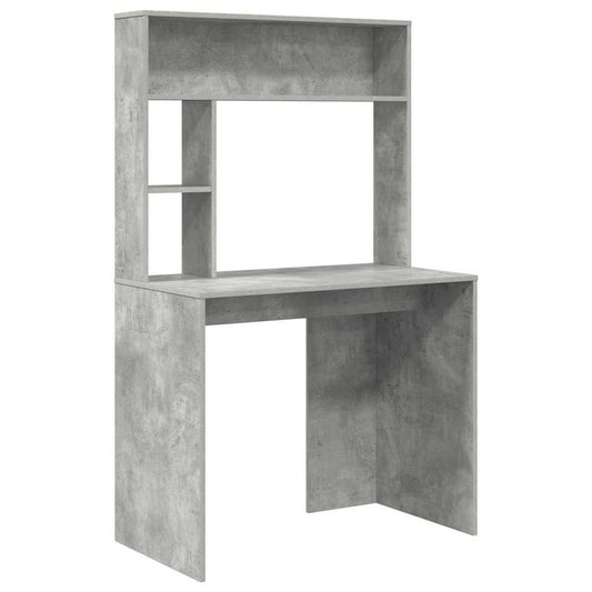 vidaXL Desk with Shelf Concrete Grey 91 x 50 x 149 cm Engineered Wood