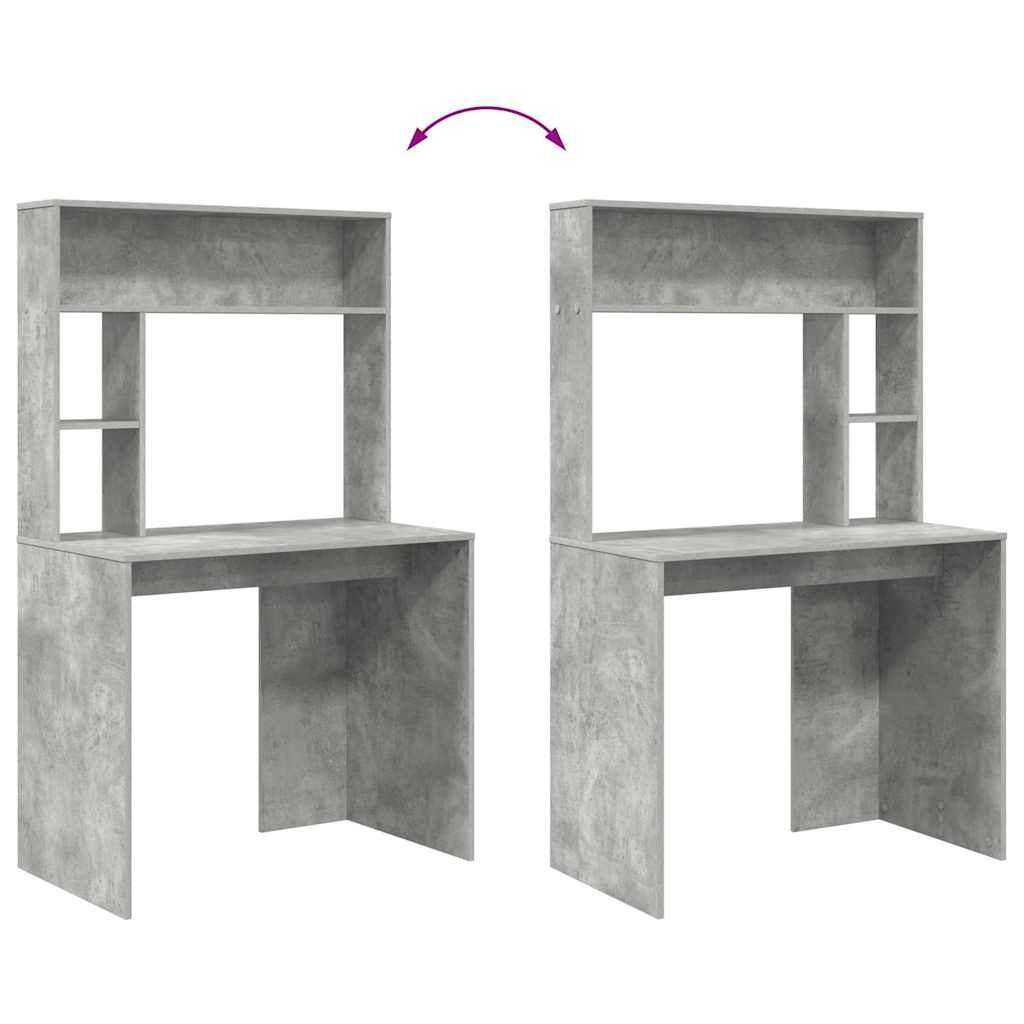 vidaXL Desk with Shelf Concrete Grey 91 x 50 x 149 cm Engineered Wood