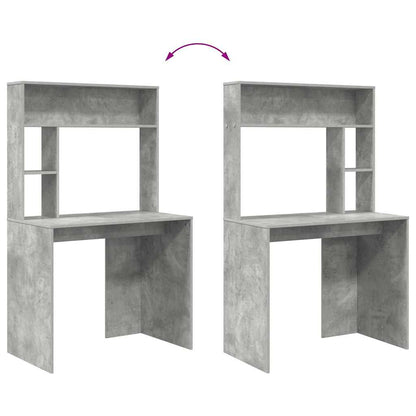 vidaXL Desk with Shelf Concrete Grey 91 x 50 x 149 cm Engineered Wood