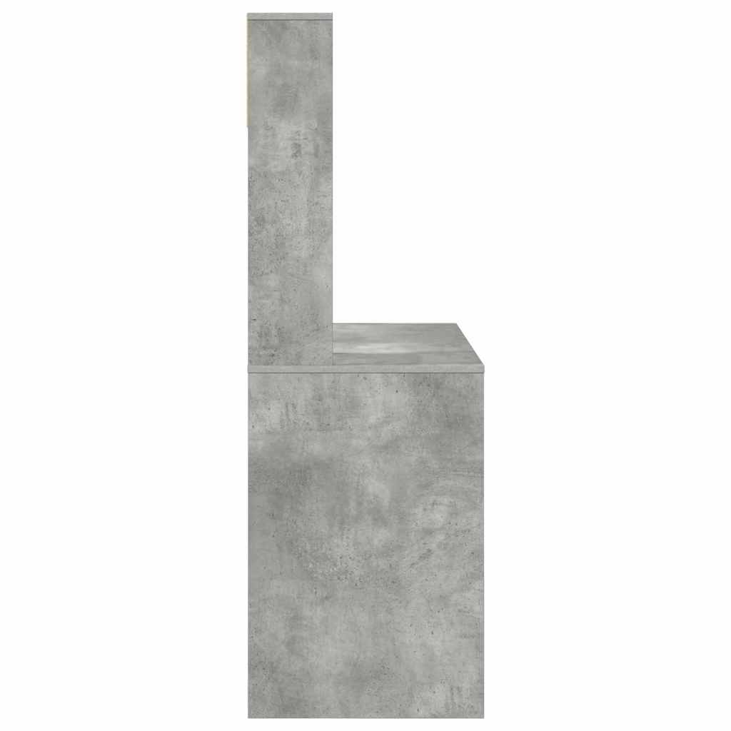 vidaXL Desk with Shelf Concrete Grey 91 x 50 x 149 cm Engineered Wood