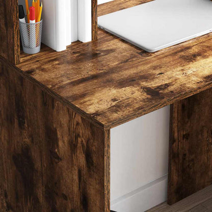 vidaXL Desk with Shelf Smoked Oak 91 x 50 x 149 cm Engineered Wood
