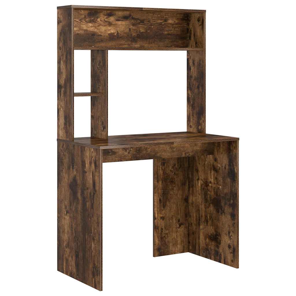 vidaXL Desk with Shelf Smoked Oak 91 x 50 x 149 cm Engineered Wood