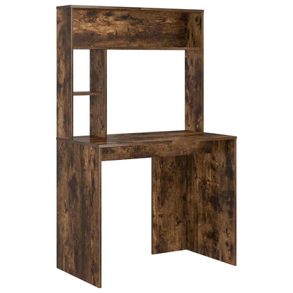 vidaXL Desk with Shelf Smoked Oak 91 x 50 x 149 cm Engineered Wood