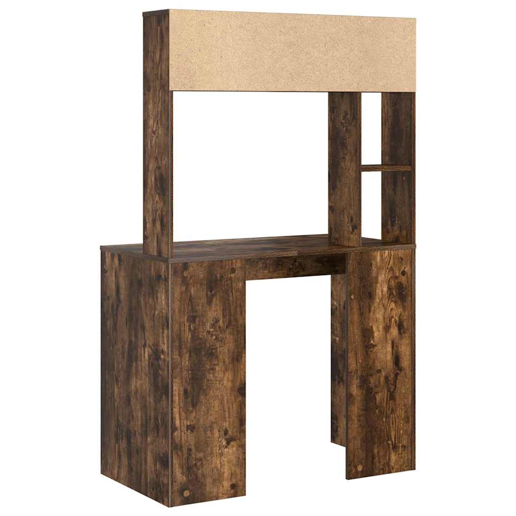 vidaXL Desk with Shelf Smoked Oak 91 x 50 x 149 cm Engineered Wood