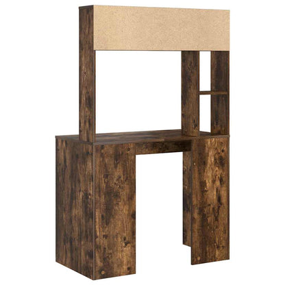 vidaXL Desk with Shelf Smoked Oak 91 x 50 x 149 cm Engineered Wood