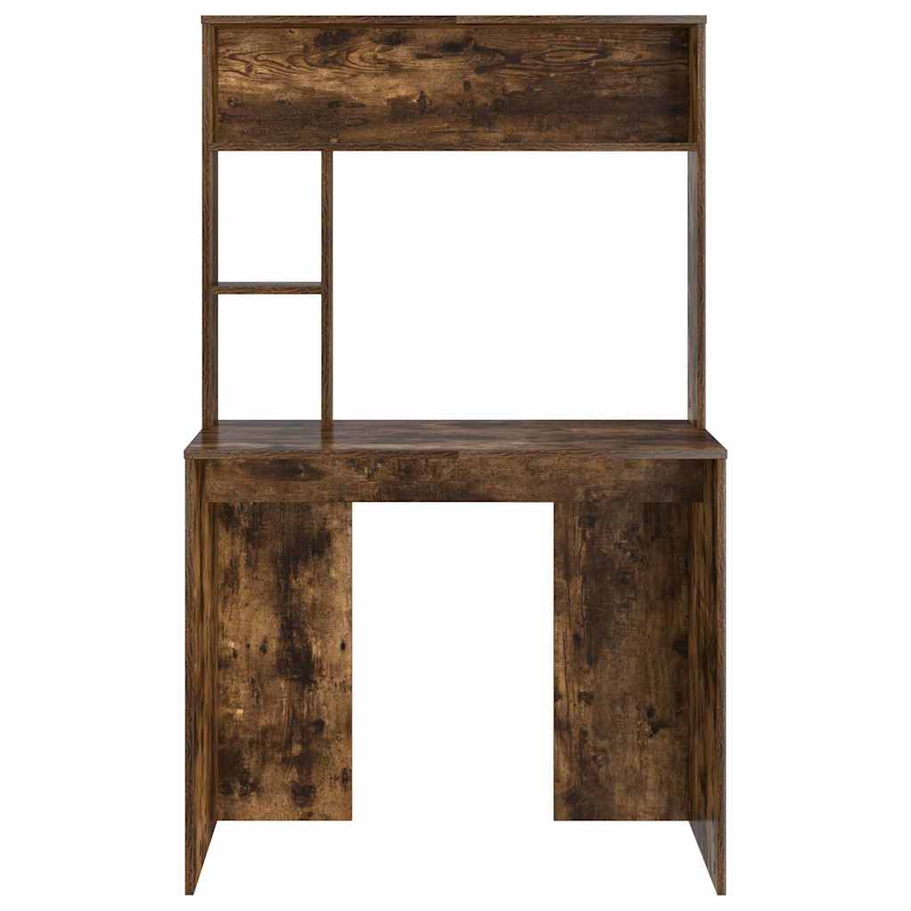 vidaXL Desk with Shelf Smoked Oak 91 x 50 x 149 cm Engineered Wood