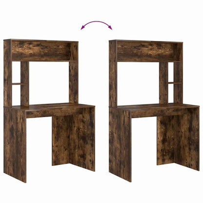 vidaXL Desk with Shelf Smoked Oak 91 x 50 x 149 cm Engineered Wood
