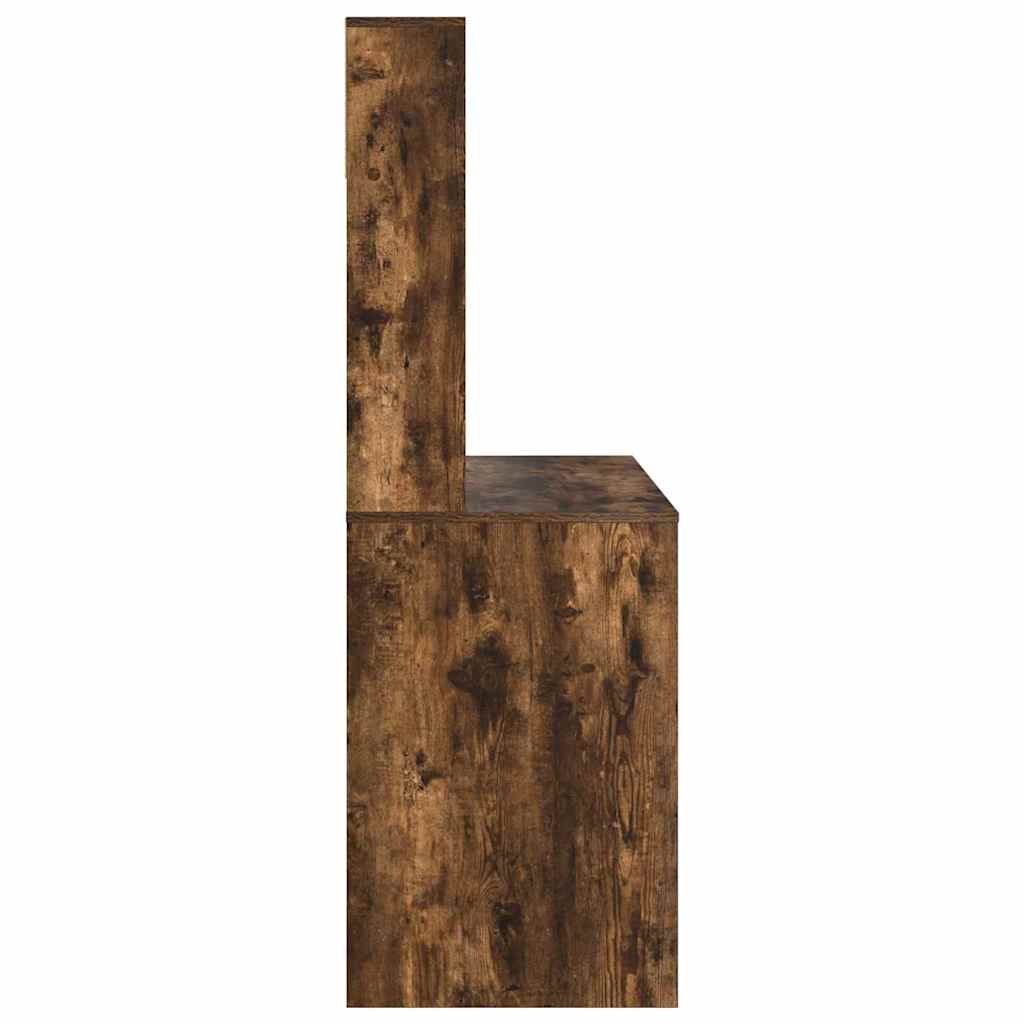 vidaXL Desk with Shelf Smoked Oak 91 x 50 x 149 cm Engineered Wood