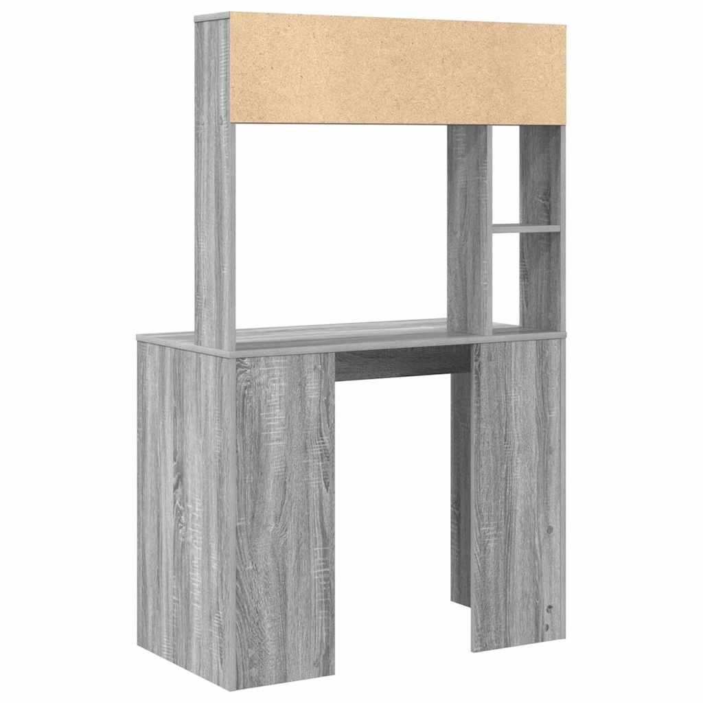 vidaXL Desk with Shelf Grey Sonoma 91 x 50 x 149 cm Engineered Wood