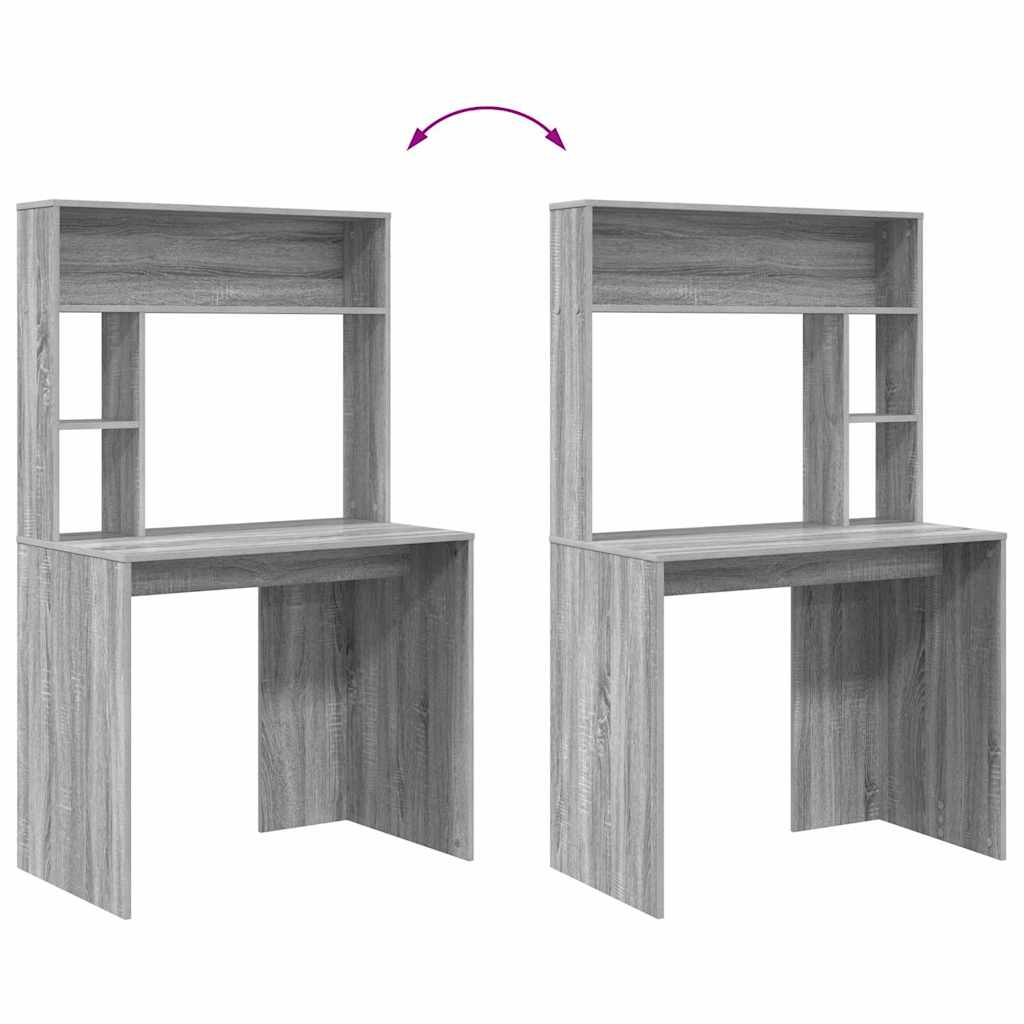 vidaXL Desk with Shelf Grey Sonoma 91 x 50 x 149 cm Engineered Wood