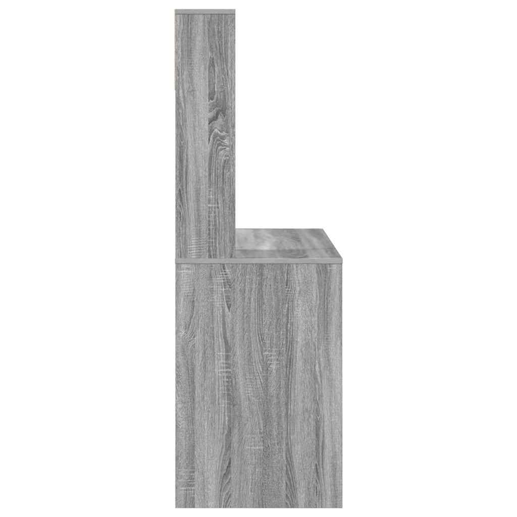 vidaXL Desk with Shelf Grey Sonoma 91 x 50 x 149 cm Engineered Wood