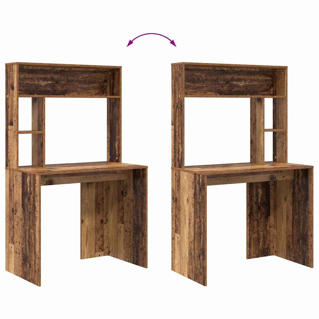 vidaXL Desk with Shelf Old Wood 91 x 50 x 149 cm Engineered Wood