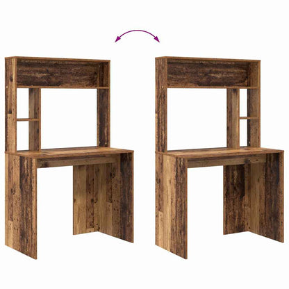 vidaXL Desk with Shelf Old Wood 91 x 50 x 149 cm Engineered Wood