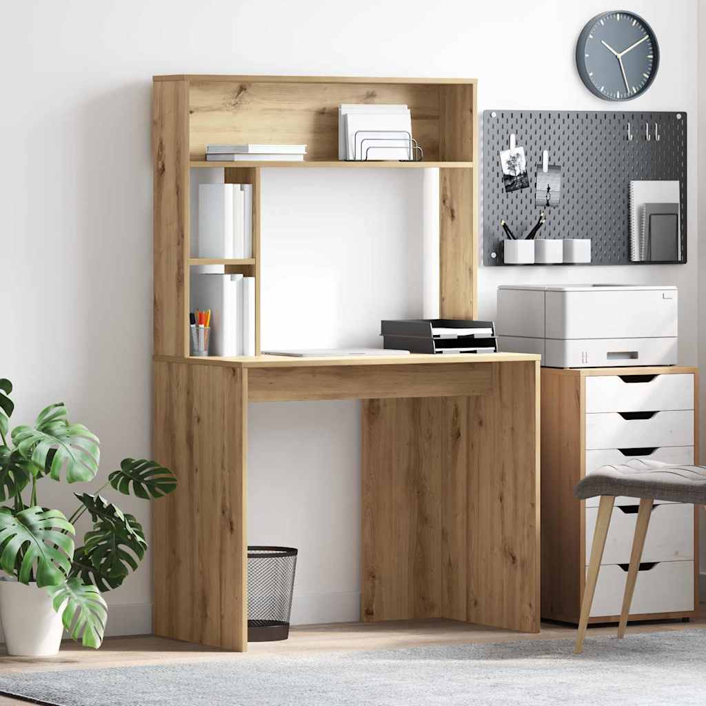 vidaXL Desk with Shelf Artisan Oak 91 x 50 x 149 cm Engineered Wood