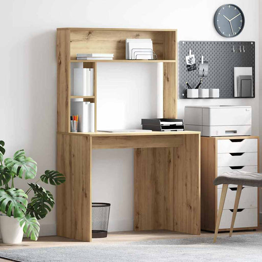 vidaXL Desk with Shelf Artisan Oak 91 x 50 x 149 cm Engineered Wood