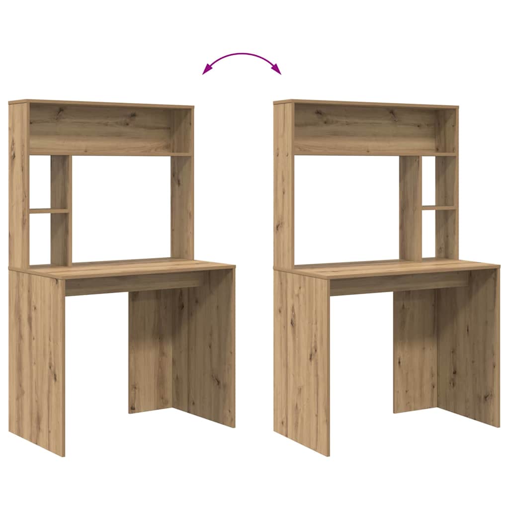 vidaXL Desk with Shelf Artisan Oak 91 x 50 x 149 cm Engineered Wood