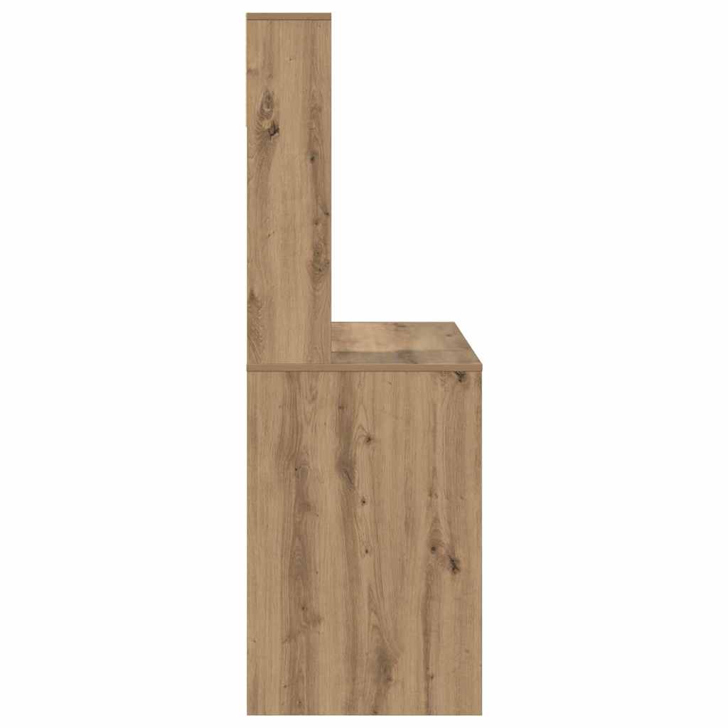 vidaXL Desk with Shelf Artisan Oak 91 x 50 x 149 cm Engineered Wood