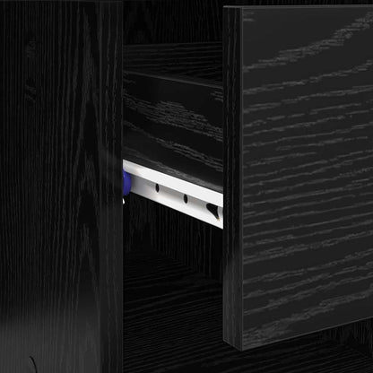 vidaXL Desk with Drawer Black Oak 90 x 49 x 75 cm Engineered Wood