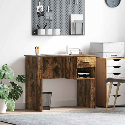 vidaXL Desk with Drawer Smoked Oak 90 x 49 x 75 cm Engineered Wood