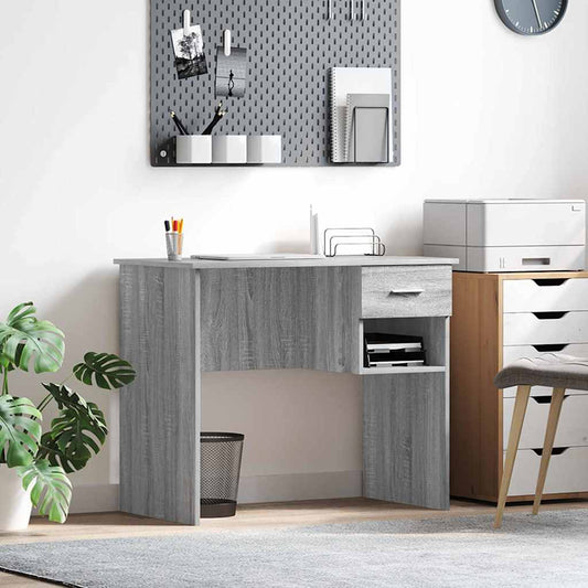 vidaXL Desk Grey Sonoma 90 x 49 x 75 cm Engineered Wood