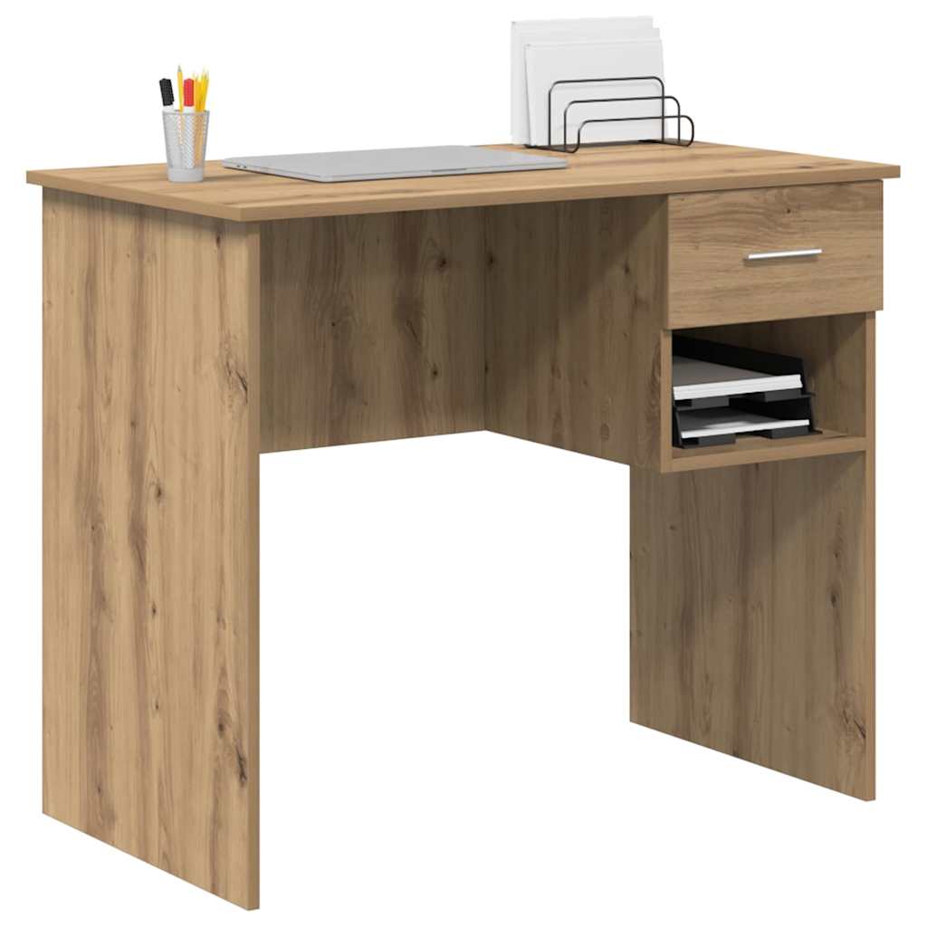 vidaXL Desk with Drawer Artisan Oak 90 x 49 x 75 cm Engineered Wood