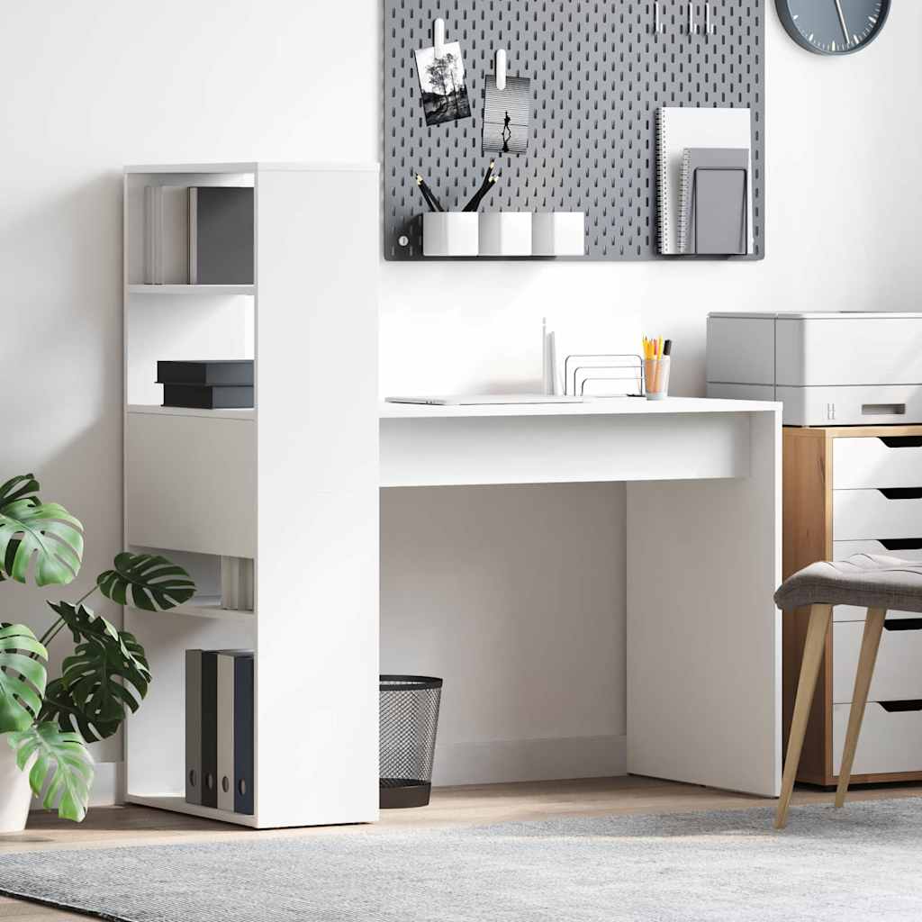 vidaXL Desk with Shelf White 113 x 54 x 120 cm Engineered Wood