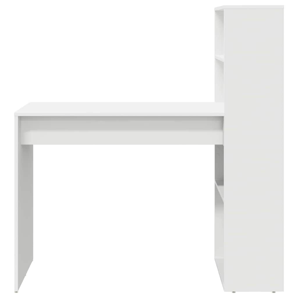 vidaXL Desk with Shelf White 113 x 54 x 120 cm Engineered Wood