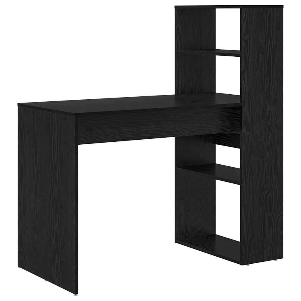 vidaXL Desk with Shelf Black Oak 113 x 54 x 120 cm Engineered Wood