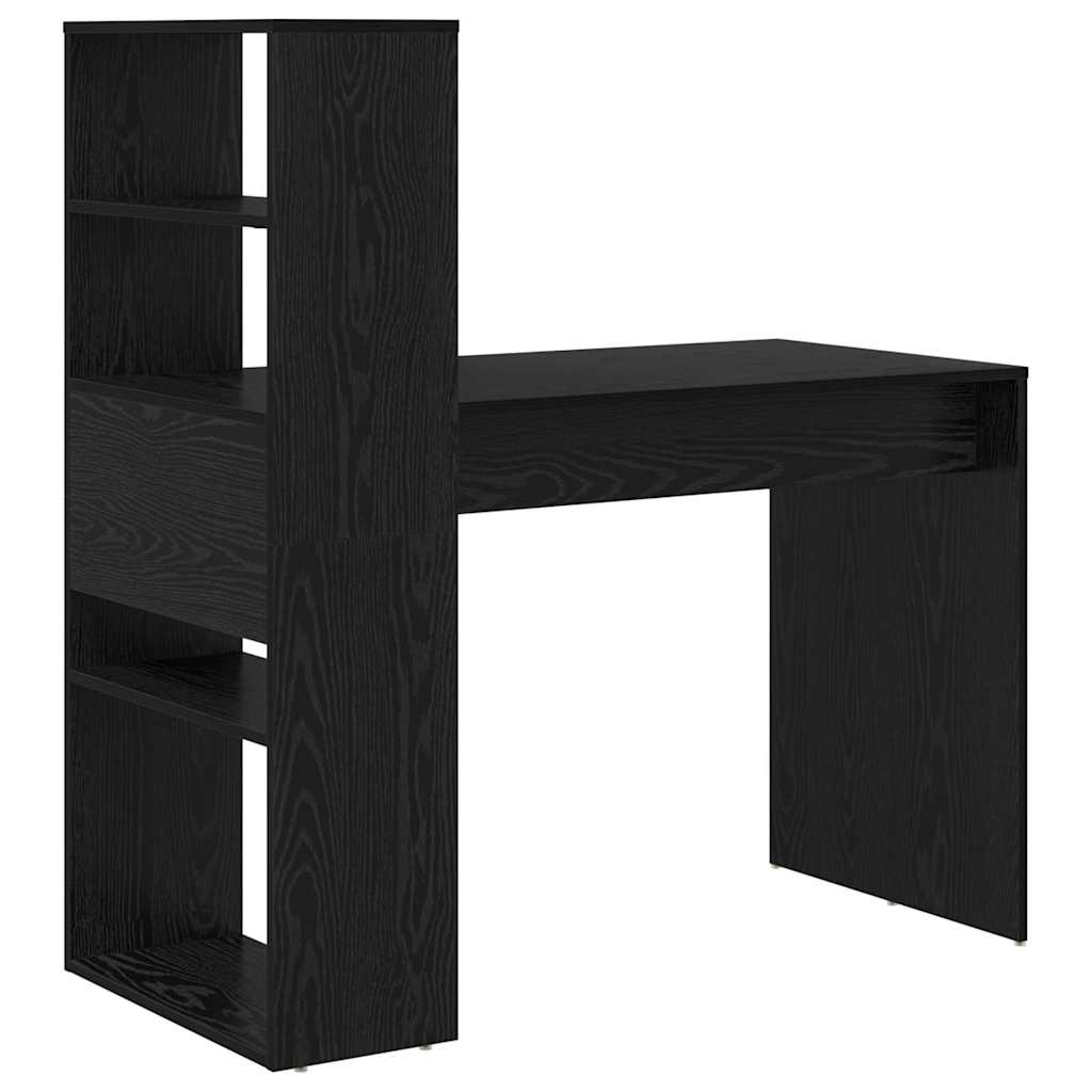 vidaXL Desk with Shelf Black Oak 113 x 54 x 120 cm Engineered Wood