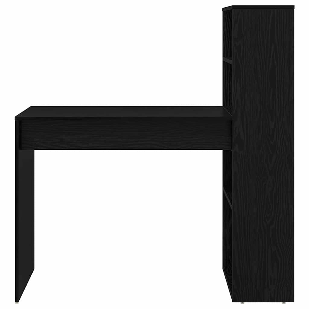 vidaXL Desk with Shelf Black Oak 113 x 54 x 120 cm Engineered Wood