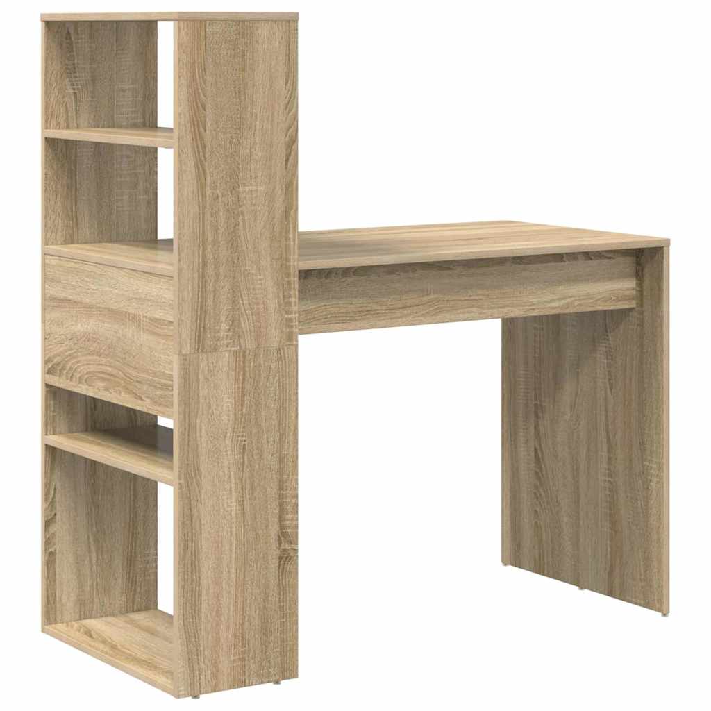 vidaXL Desk with Shelf Sonoma Oak 113 x 54 x 120 cm Engineered Wood