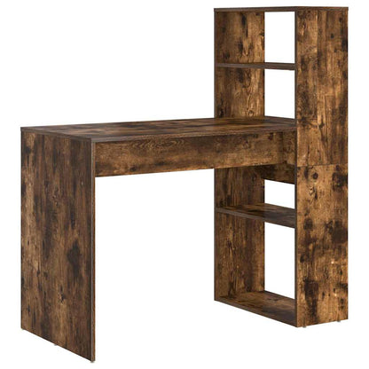 vidaXL Desk with Shelf Smoked Oak 113 x 54 x 120 cm Engineered Wood