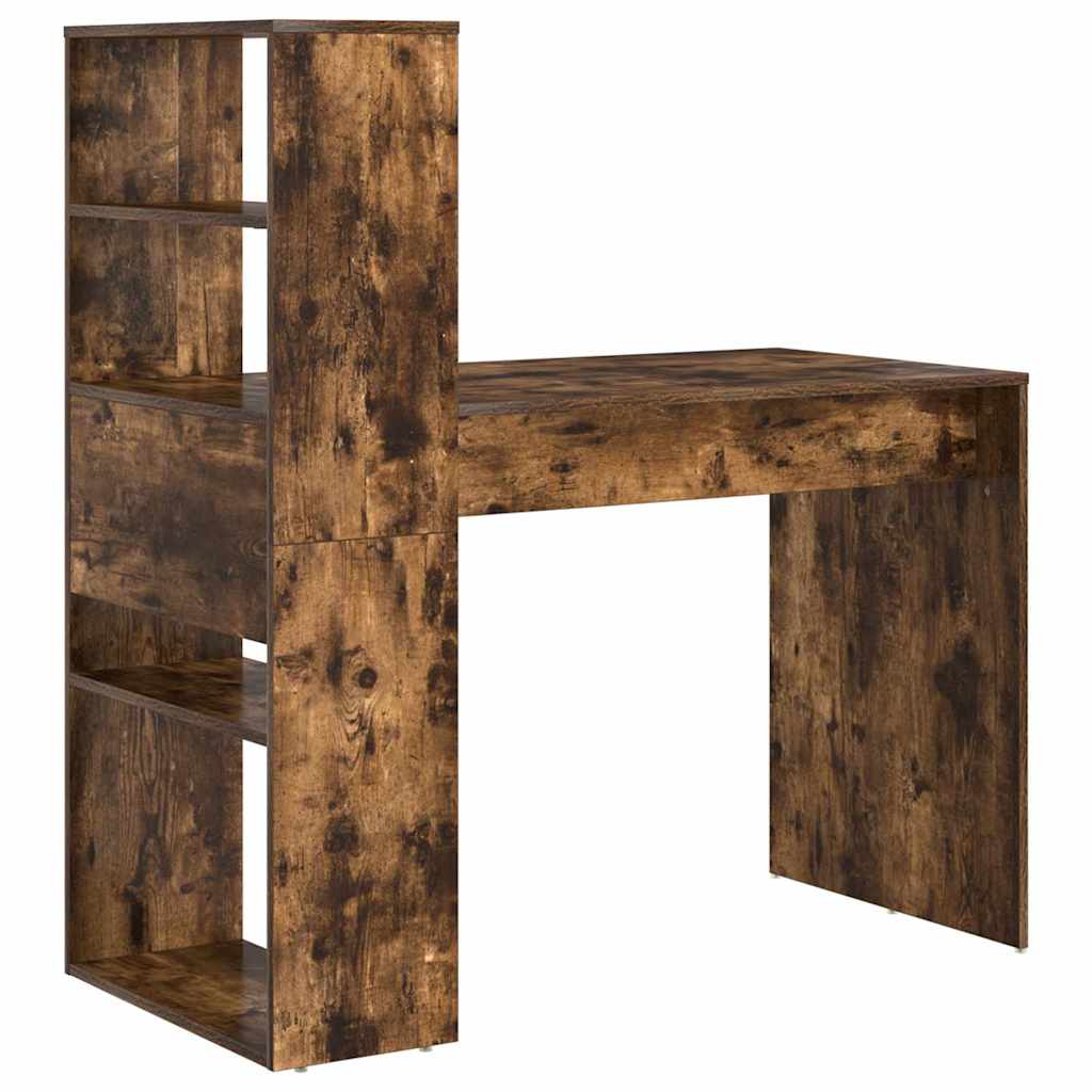 vidaXL Desk with Shelf Smoked Oak 113 x 54 x 120 cm Engineered Wood