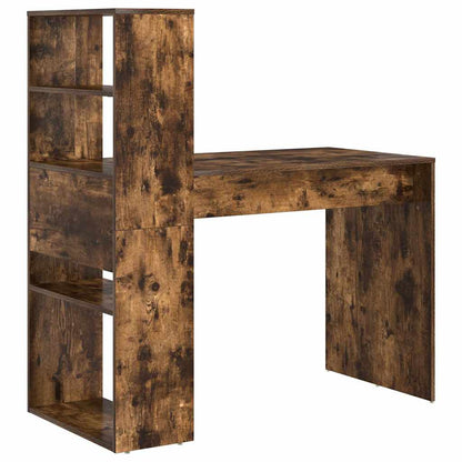 vidaXL Desk with Shelf Smoked Oak 113 x 54 x 120 cm Engineered Wood